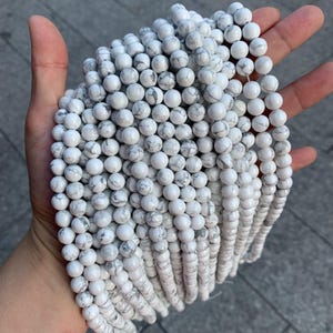 Natural Howlite Round Beads 6mm 8mm 10mm Gemstone Beads Howlite Stone Pendant Charm Supplies for Jewelry DIY Gemstone Strand 15.5&quot;