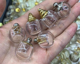 天然水晶香水瓶ペンダント エッセンシャルオイルペンダント ボール型 ネックレス作り用 1個