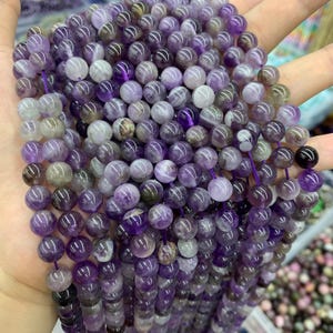 Natural Amethyst Round Beads 7mm 8mm Gemstone Round Beads Loose Bead 15.5 Inch Strand