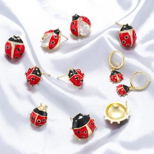 Enamel Ladybird Earrings Ladybug Earrings Coccinella Septempunctata Ear Studs DIY Gifts for Women
