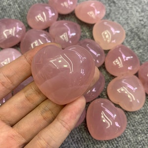 Natural Rose Quartz Puffy Heart Shape Crystal Valentines Gifts for Her 1.5 inch (40mm) AAA