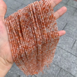 Natural Sunstone Beads Micro Faceted Round Shape Bead 3mm Sunstone Gemstones Loose Bead for Jewelry Making 15.5 Inch Strand AAA