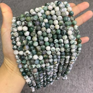Naturliga trädagat runda pärlor 6 mm 8 mm 10 mm trädagat slät pärla för smyckestillverkning sträng 15,5" Garde AAA