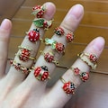 Enamel Ladybird Opening Rings Ladybug Rings Coccinella Septempunctata Opening Rings DIY Gifts for Women product logo