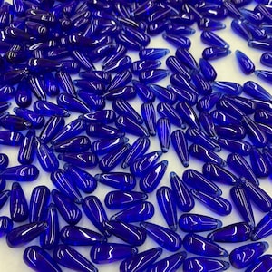 Blue Glass Tear Drop Shape Pendant 8mm* 22mm with Hole