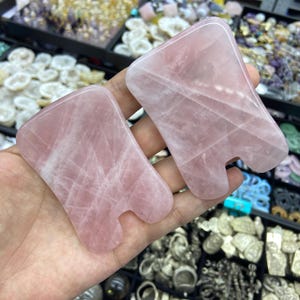 Natural Rose Quartz Gua Sha Tools for Face Scraping, Essential Oil Massage Tool  Gifts for Her Size APPROX 79*48*6.5MM