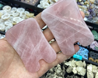 Natural Rose Quartz Gua Sha Tools for Face Scraping, Essential Oil Massage Tool  Gifts for Her Size APPROX 79*48*6.5MM