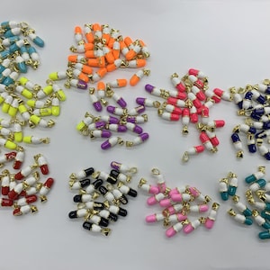 Enamel Chill Pills Colorful Pills Charm Pills Pendant for Bracelet Necklace DIY Gifts for Women Approx 21x6mm
