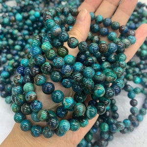 Natural Chrysocolla Round Bead 6mm 8mm 10mm Bracelet Gemstones Loose Beads AAA