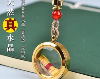 Colgante de cristal natural con doble cara para crear joyas (DIY).