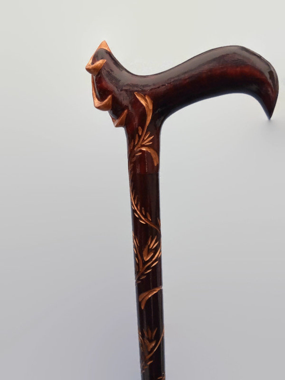 Wooden cane for women Carved handle and staff Wood walking Etsy