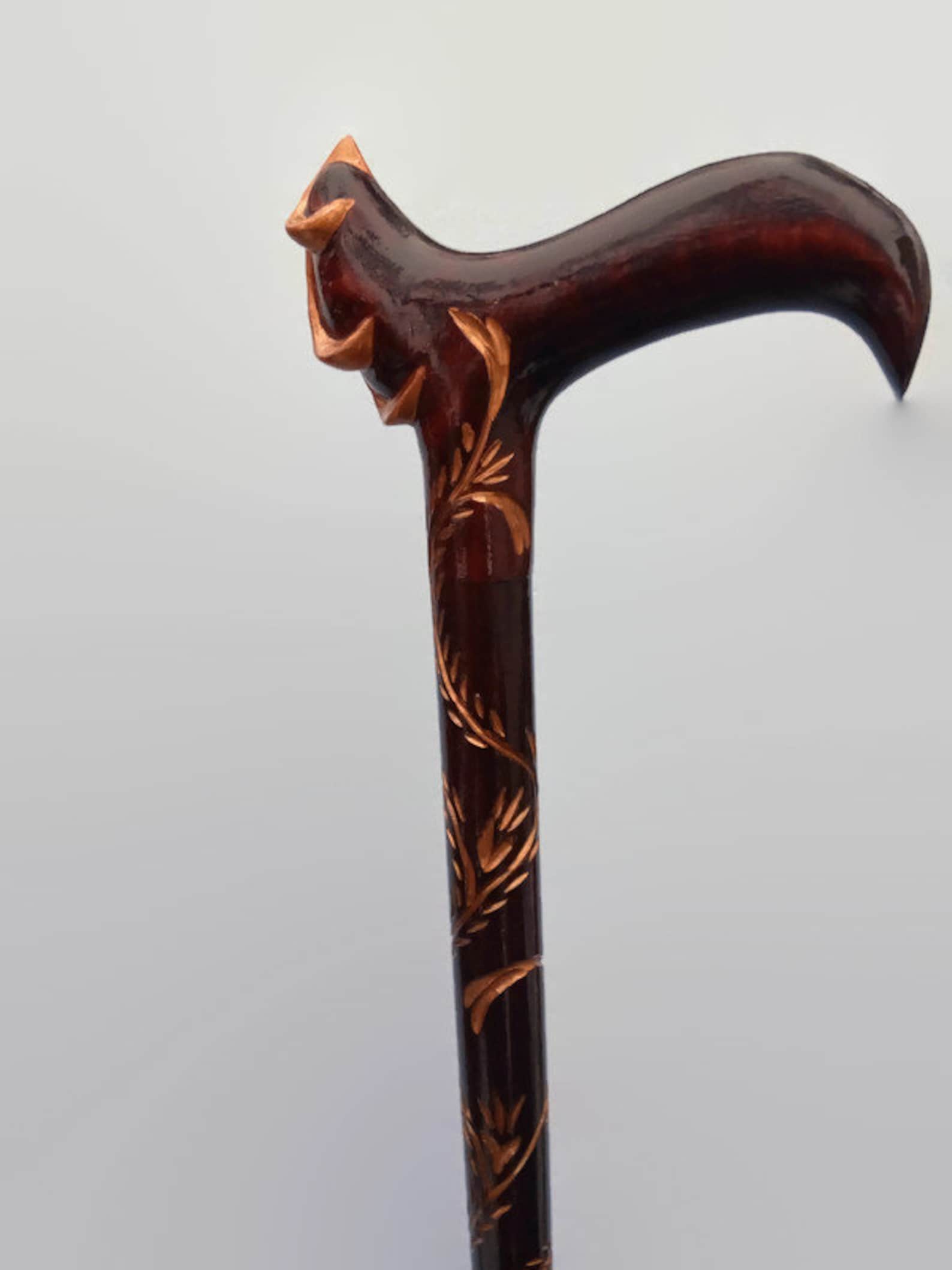 Wooden cane for women Carved handle and staff Wood walking Etsy