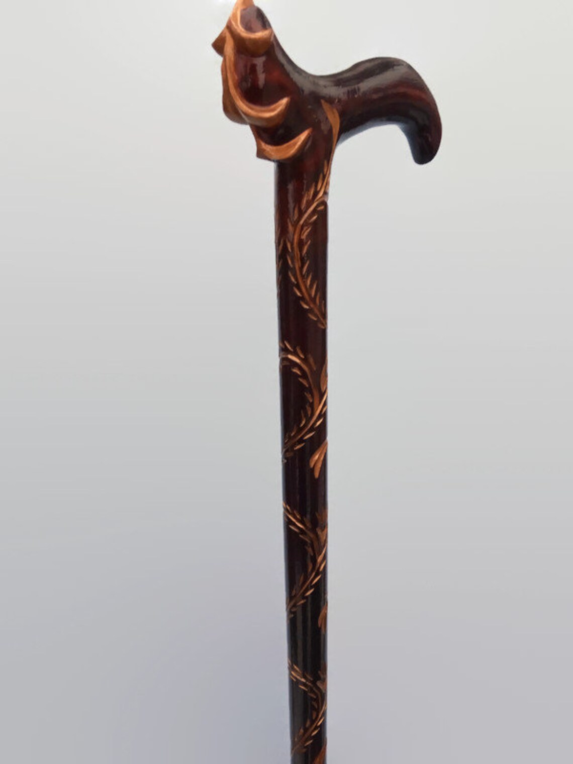 Wooden cane for women Carved handle and staff Wood walking Etsy