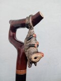 Opossum on a branch Beautiful carved walking stick custom.handmade walking cane. Hand carved opossum handle.Wooden staff.Gift for men product logo