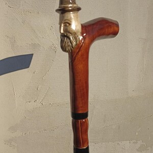Wooden cane man Carved handle and staff Wood walking stick Hand carved Hiking stick Walking canes Gift for hikers. Wooden Canes