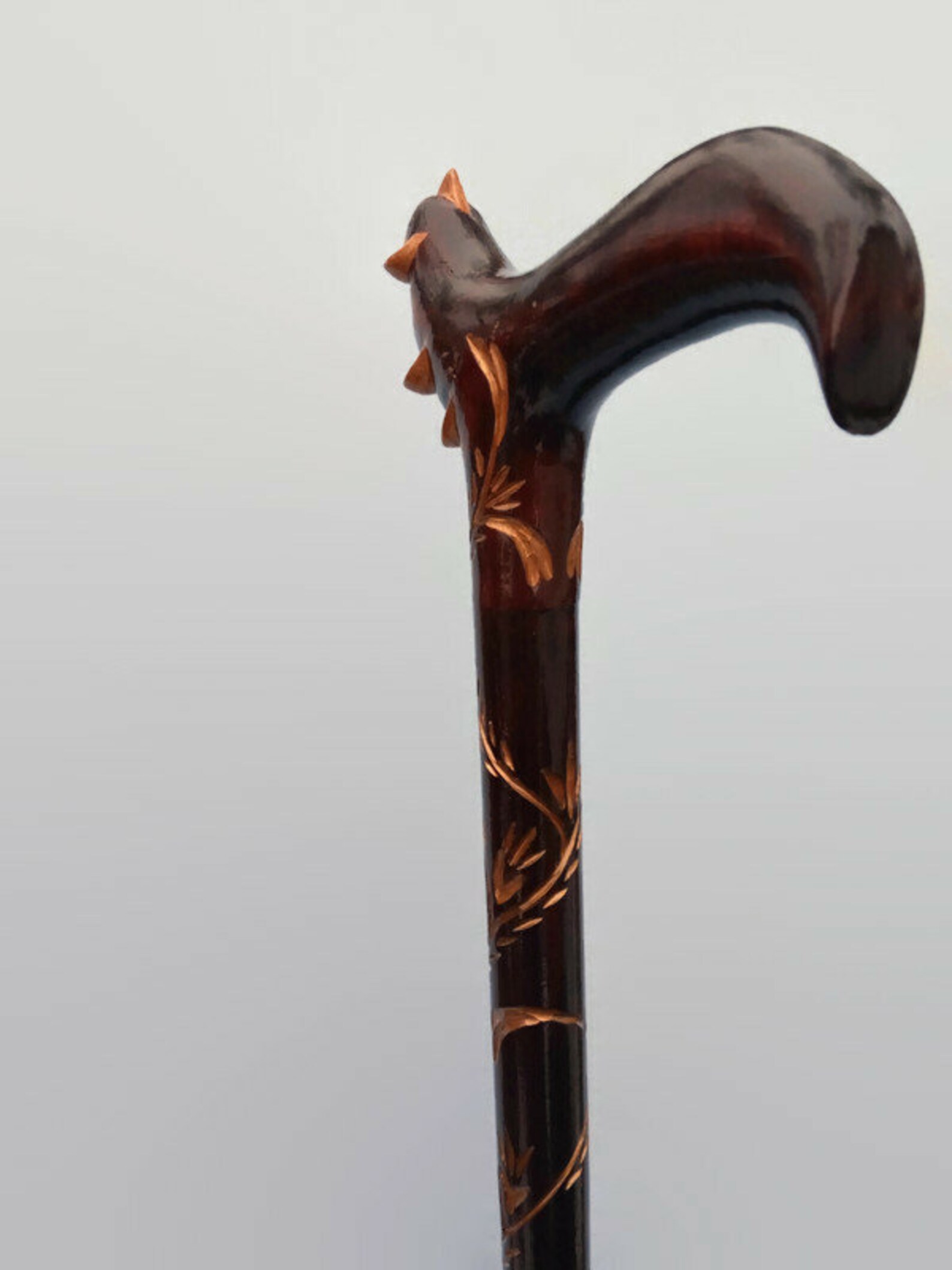 Wooden cane for women Carved handle and staff Wood walking Etsy