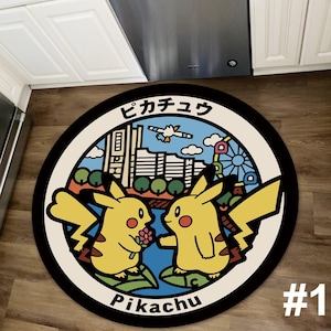 Pikachu Rug, Japanese Anime Eevee Vaporeon Espeon Sylveon Leafeon Umbreon Handmade Non-slip Area Rug Home Decor Mat