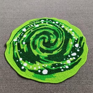 Alfombra moderna de lana con diseño de portal de dibujos animados para sala de estar