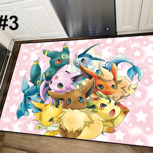 Japanese Anime Rug, Eevee Vaporeon Espeon Sylveon Leafeon Umbreon Rug ...