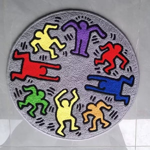 Keith Haring Rug,Knitting Handmade Non-slip Area Rug Home Decor