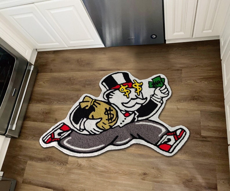 Alec Monopoly Hypebeast Floor Mat Modern Area Rug Living Room Accent Wool Carpet image 1