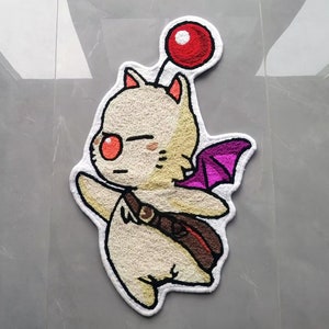 FINAL FANTASY Moogle Rug,Knitting Handmade Non-slip Area Rug Home Decor