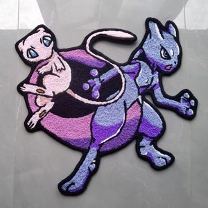 Mewtwo Rug,Mew Knitting Handmade Non-slip Area Rug Home Decor