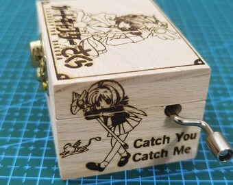 Card Captor Sakura Opening Theme OP1 Catch You Catch Me Hand Cranked Wooden Melody Music Box Personalized Engraved Gift