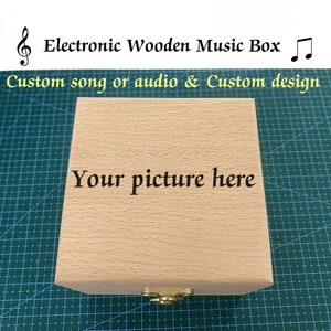 Custom Melody Electronic Music Box | Any length of the audio clip | Rechargeable USB sound mechanism |  Personalized Wooden MP3 Box