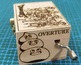 Dragon Quest DQ Overture Hand Cranked Wooden Melody Music Box Personalized Engraved Gift