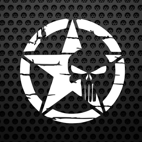 Punisher Star Distressed Vinyl Decal Car Truck window, Mirror, Bumper, Cornhole, Laptop, Yeti/cooler sticker, Gifts for Him, Gifts for Her
