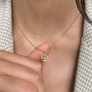 Dainty Waterproof Gold Tree of Life Stainless Steel Necklace // Tarnish Resistant