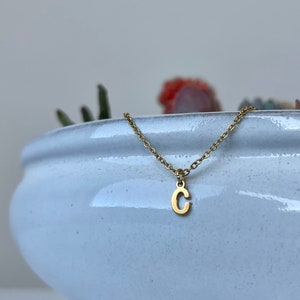 Custom Gold Initial Letter Dainty Stainless Steel Necklace, Necklace for her, Personalised Christmas Gift// Tarnish Resistant, Waterproof