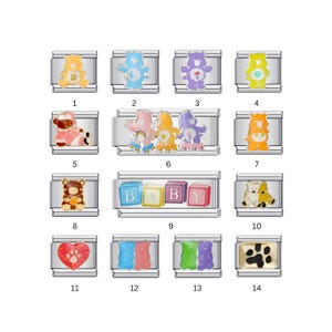 40. Baby, Care Bears, Teddy Bear Italian Bracelet Charms || Silver Italian Charms for Italian Charm Bracelets, Personalised Charms