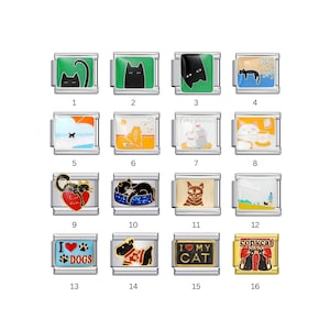 42. Cat, Kitten Italian Bracelet Charms || Silver Italian Charms for Italian Charm Bracelets, Personalised Charms
