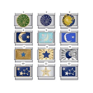 19. Moon and Star Italian Bracelet Charms || Silver Italian Charms for Italian Charm Bracelets, Personalised Charms