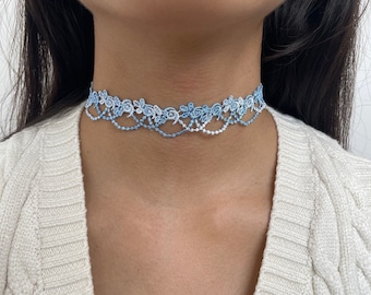 3 COLOURS AVAILABLE || Dainty Floral Lace Choker Necklace