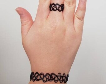 Colliers De Tatouage Années 90 - Lot De 21 Pièces - Ras Du Cou Gothique Avec Bracelets Et Bagues