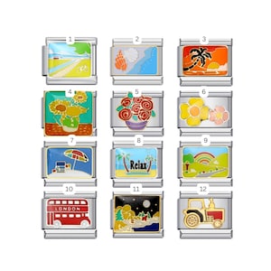 72. Van Gogh Sunflowers, Beach, Flowers Italian Bracelet Charms || Silver Italian Charms for Italian Charm Bracelets, Personalised Charms