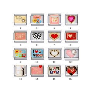 35. Sweet Love Charms, I love dogs, Heart Italian Bracelet Charms || Silver Italian Charms for Italian Charm Bracelets, Personalised Charms