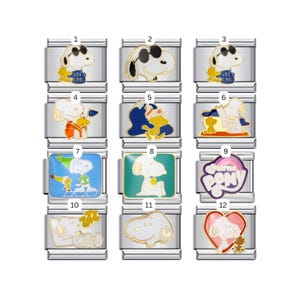 11. Snoopy Cartoon Italian Bracelet Charms || Silver Italian Charms for Italian Charm Bracelets, Personalised Charms