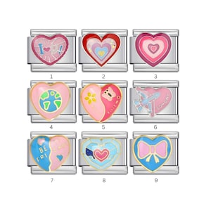 26. Cute Heart Charms Italian Bracelet Charms || Silver Italian Charms for Italian Charm Bracelets, Personalised Charms