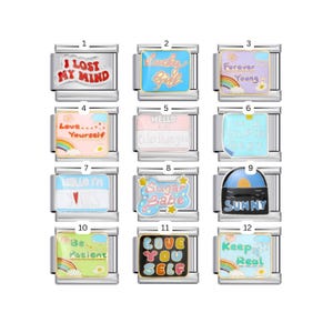 50. Positive Self Talk, Mental Health Italian Bracelet Charms || Silver Italian Charms for Italian Charm Bracelets, Personalised Charms