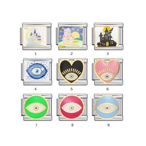 31. Cute Castle, Evil Eye Italian Bracelet Charms || Silver Italian Charms for Italian Charm Bracelets, Personalised Charms