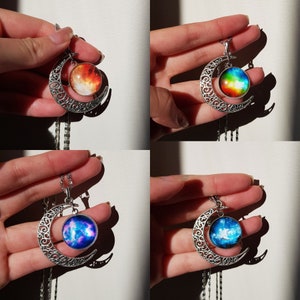 Galaxy Dome Moon Crescent Necklace