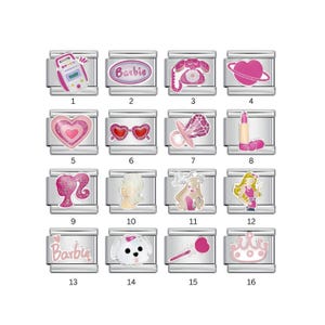 67. Trendy Pink Barbie Themed Italian Bracelet Charms || Silver Italian Charms for Italian Charm Bracelets, Personalised Charms