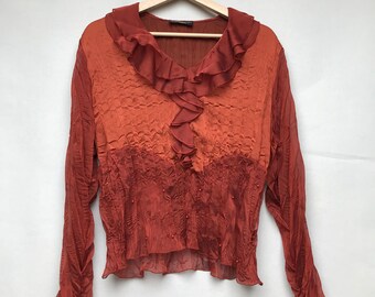 Vintage orange pleated blouse