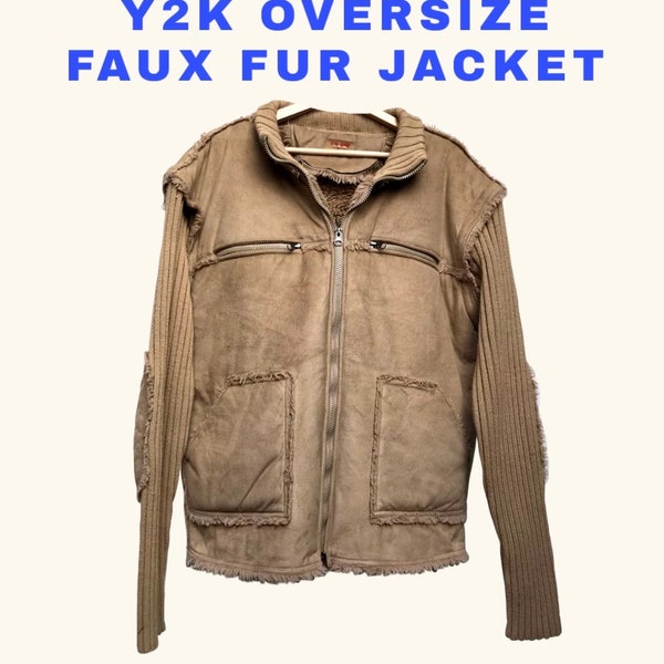 Y2k Oversize faux fur jacket  3