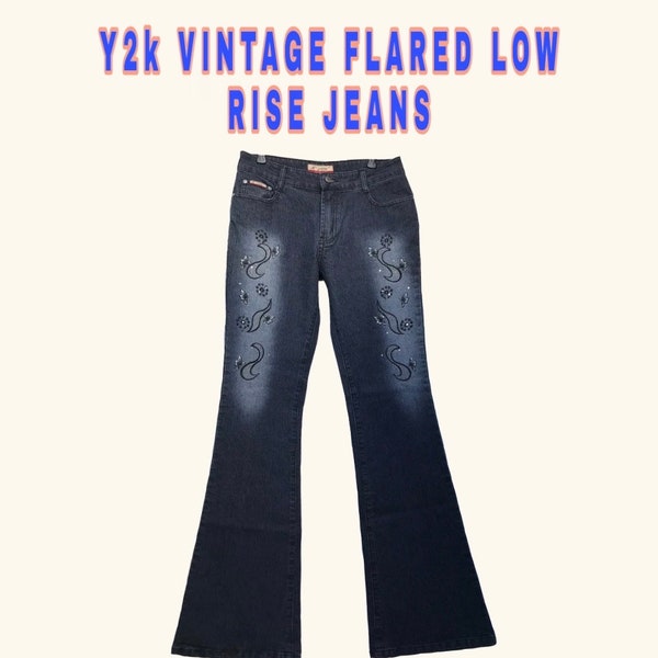 Vintage ausgestellte Low-Rise-Jeans Y2k+