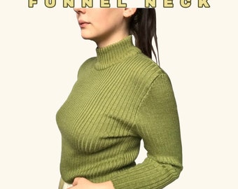 Y2K Ribbed sweater funnel neck